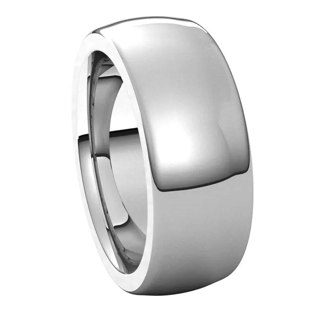 Rings TreasureFineJewelers 14K White Gold 8 mm Half Round Comfort Fit Heavy Wedding Band