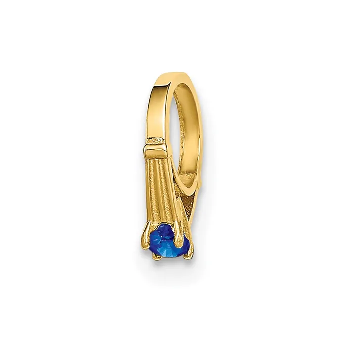 Rings TreasureFineJewelers 14k Yellow Gold 3D Ring with Dark Blue Glass Stone Charm Rings TreasureFineJewelers 14k Yellow Gold 3D Ring with Dark Blue Glass Stone Charm