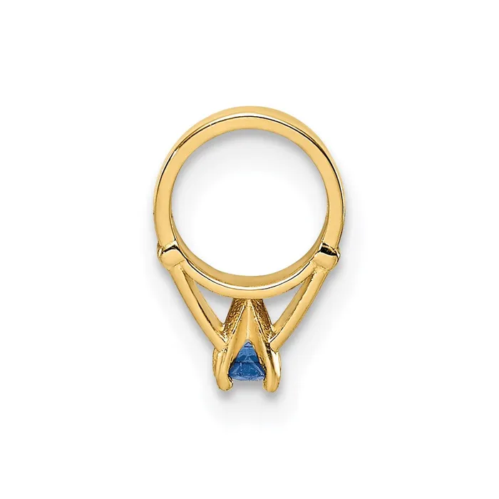 Rings TreasureFineJewelers 14k Yellow Gold 3D Ring with Dark Blue Glass Stone Charm
