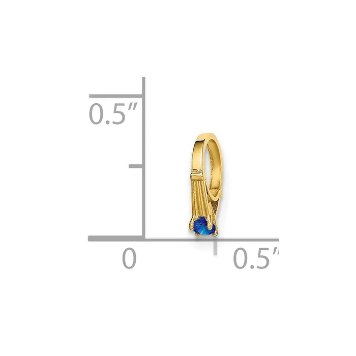 Rings TreasureFineJewelers 14k Yellow Gold 3D Ring with Dark Blue Glass Stone Charm