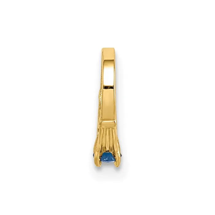 Rings TreasureFineJewelers 14k Yellow Gold 3D Ring with Dark Blue Glass Stone Charm