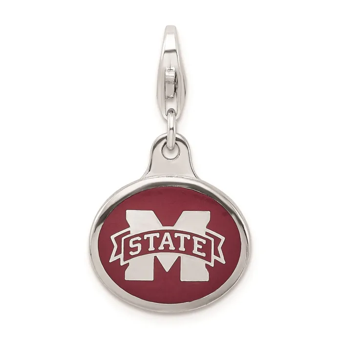 Rings TreasureFineJewelers Amore La Vita Sterling Silver Rhodiumplated Polished Enameled Mississippi State University Charm with Fancy Lobster Clasp Rings TreasureFineJewelers Amore La Vita Sterling Silver Rhodiumplated Polished Enameled Mississippi State University Charm with Fancy Lobster Clasp