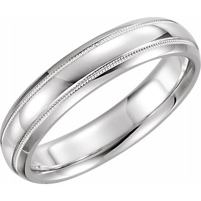 Rings TreasureFineJewelers Continuum Sterling Silver 4 mm Half Round ComfortFit Band With Milgrain Rings TreasureFineJewelers Continuum Sterling Silver 4 mm Half Round ComfortFit Band With Milgrain