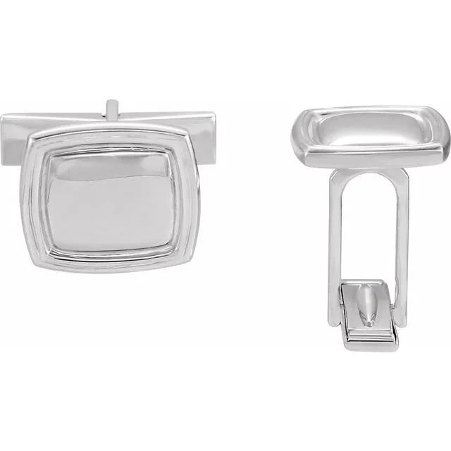 Rings TreasureFineJewelers Sterling Silver 14x16 mm Square Cuff Links