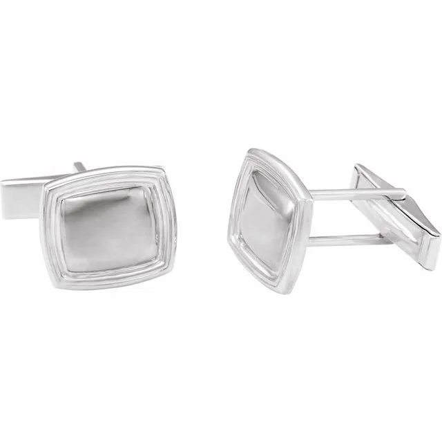 Rings TreasureFineJewelers Sterling Silver 14x16 mm Square Cuff Links