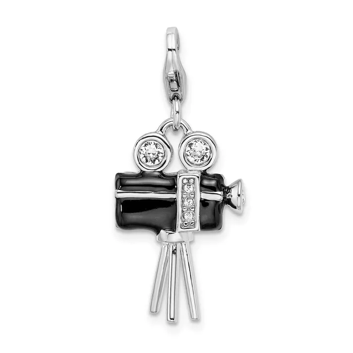 Rings TreasureFineJewelers Sterling Silver Amore La Vita Rhodpl 3D Enameled Movie Camera Charm Rings TreasureFineJewelers Sterling Silver Amore La Vita Rhodpl 3D Enameled Movie Camera Charm