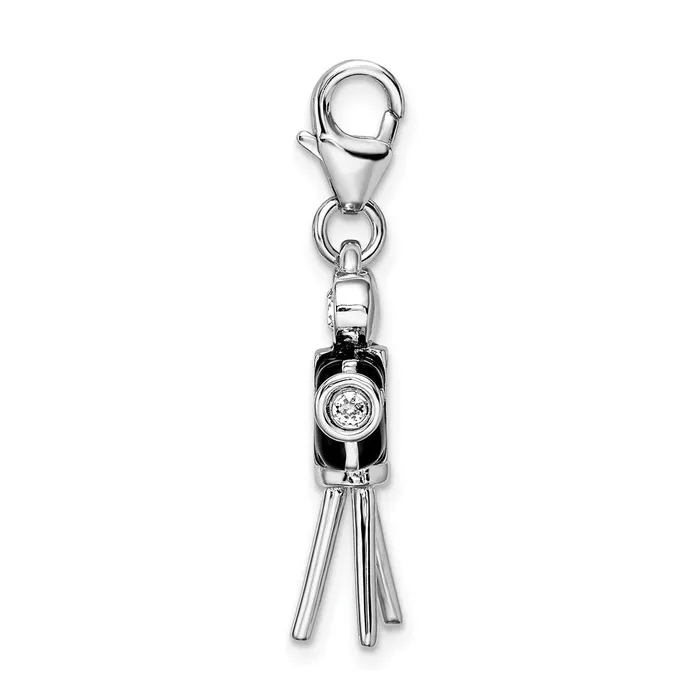 Rings TreasureFineJewelers Sterling Silver Amore La Vita Rhodpl 3D Enameled Movie Camera Charm