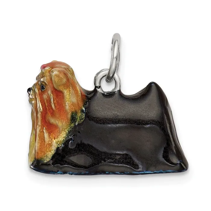 Rings TreasureFineJewelers Sterling Silver Enameled Yorkshire Terrier Charm Rings TreasureFineJewelers Sterling Silver Enameled Yorkshire Terrier Charm