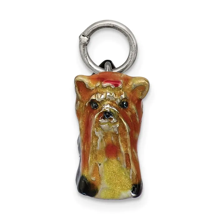 Rings TreasureFineJewelers Sterling Silver Enameled Yorkshire Terrier Charm