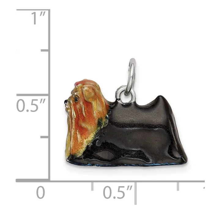 Rings TreasureFineJewelers Sterling Silver Enameled Yorkshire Terrier Charm