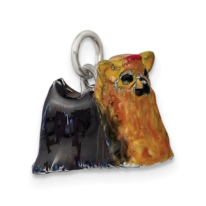 Rings TreasureFineJewelers Sterling Silver Enameled Yorkshire Terrier Charm