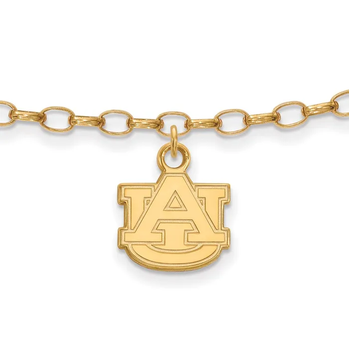 Rings TreasureFineJewelers Sterling Silver Goldplated Auburn University 9 inch Anklet