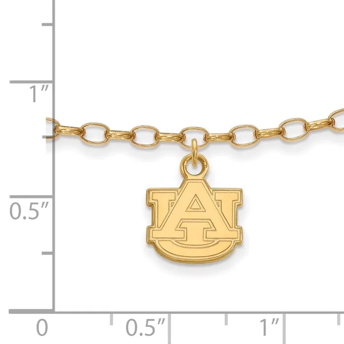 Rings TreasureFineJewelers Sterling Silver Goldplated Auburn University 9 inch Anklet