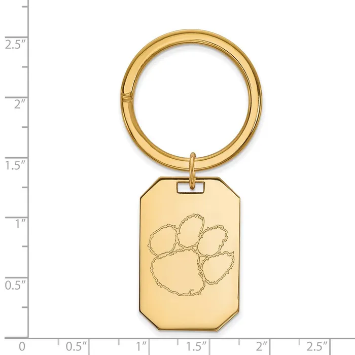 Rings TreasureFineJewelers Sterling Silver Goldplated Clemson University Tiger Paw Key Ring