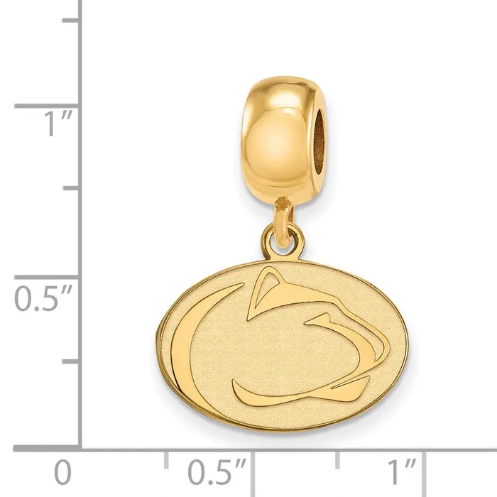 Rings TreasureFineJewelers Sterling Silver Goldplated LogoArt Penn State University Lion Small Dangle Bead