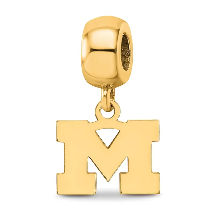 Rings TreasureFineJewelers Sterling Silver Goldplated LogoArt University of Michigan Letter M Extra Small Dangle Bead Charm Rings TreasureFineJewelers Sterling Silver Goldplated LogoArt University of Michigan Letter M Extra Small Dangle Bead Charm