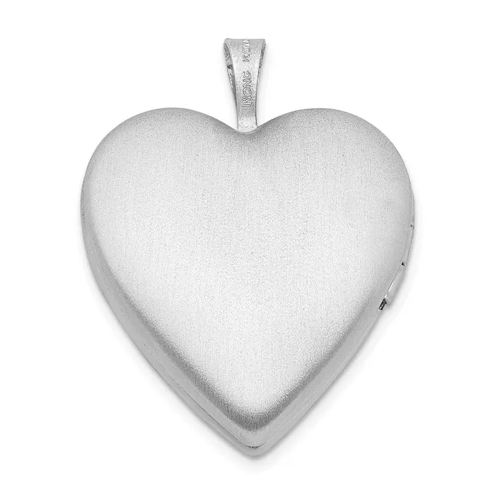 Rings TreasureFineJewelers Sterling Silver Rhodplated 20mm Satin Enamel DC Floral Heart Locket