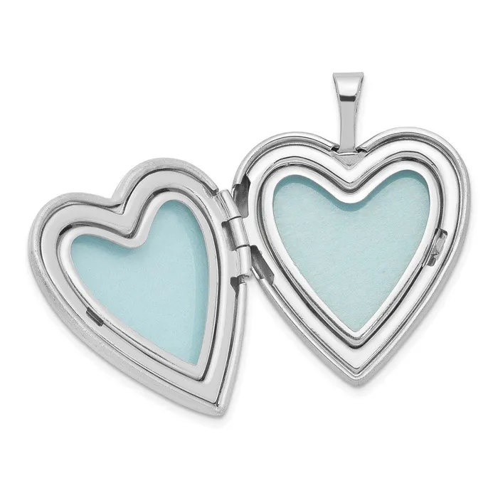 Rings TreasureFineJewelers Sterling Silver Rhodplated 20mm Satin Enamel DC Floral Heart Locket