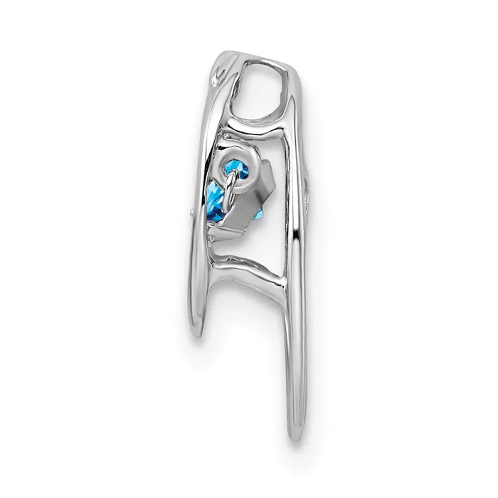 Rings TreasureFineJewelers Sterling Silver Rhodium Blue Topaz Birthstone Vibrant Chain Slide