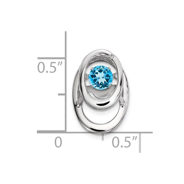 Rings TreasureFineJewelers Sterling Silver Rhodium Blue Topaz Birthstone Vibrant Chain Slide