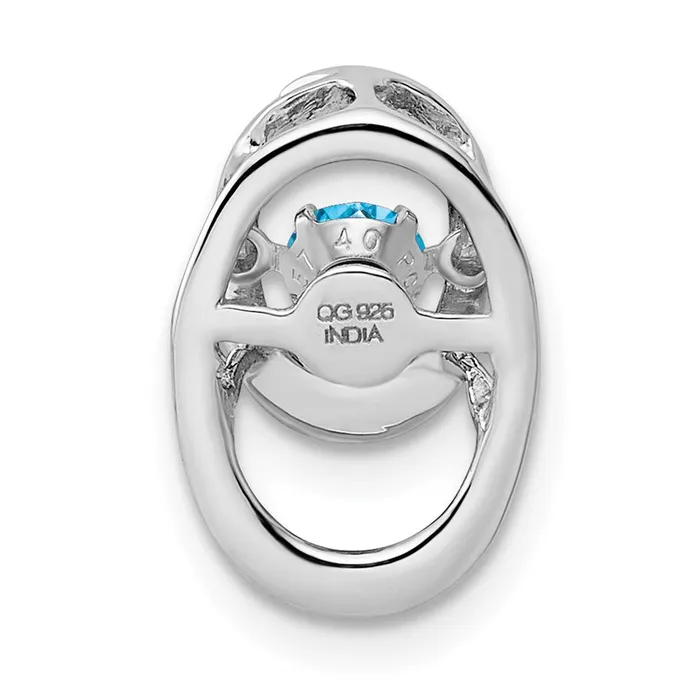 Rings TreasureFineJewelers Sterling Silver Rhodium Blue Topaz Birthstone Vibrant Chain Slide