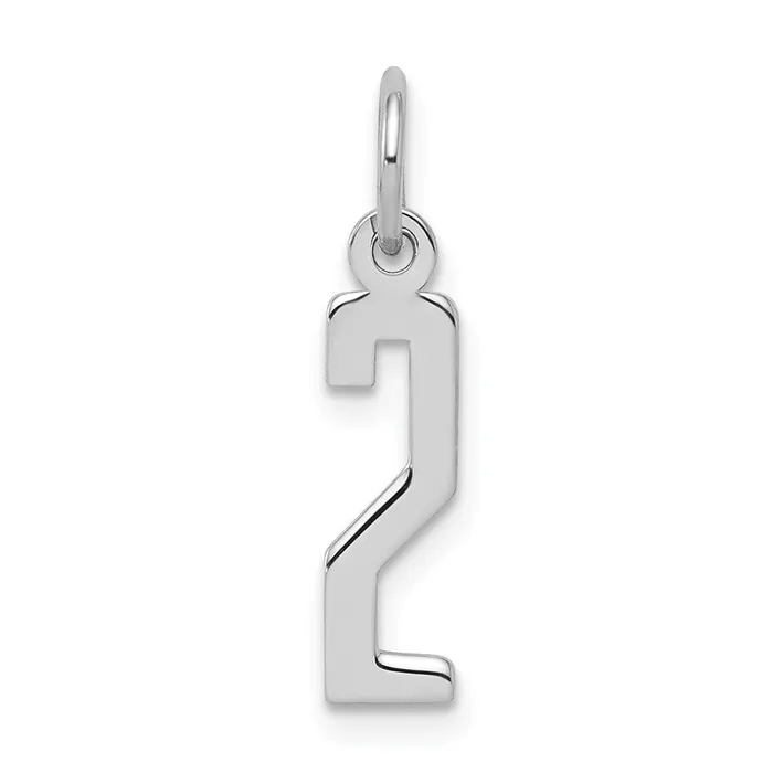 Rings TreasureFineJewelers Sterling SilverRhodiumplated Elongated Polished Number 2 Charm Rings TreasureFineJewelers Sterling SilverRhodiumplated Elongated Polished Number 2 Charm