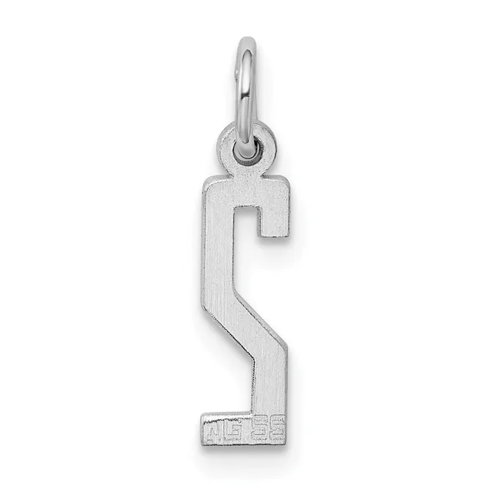 Rings TreasureFineJewelers Sterling SilverRhodiumplated Elongated Polished Number 2 Charm