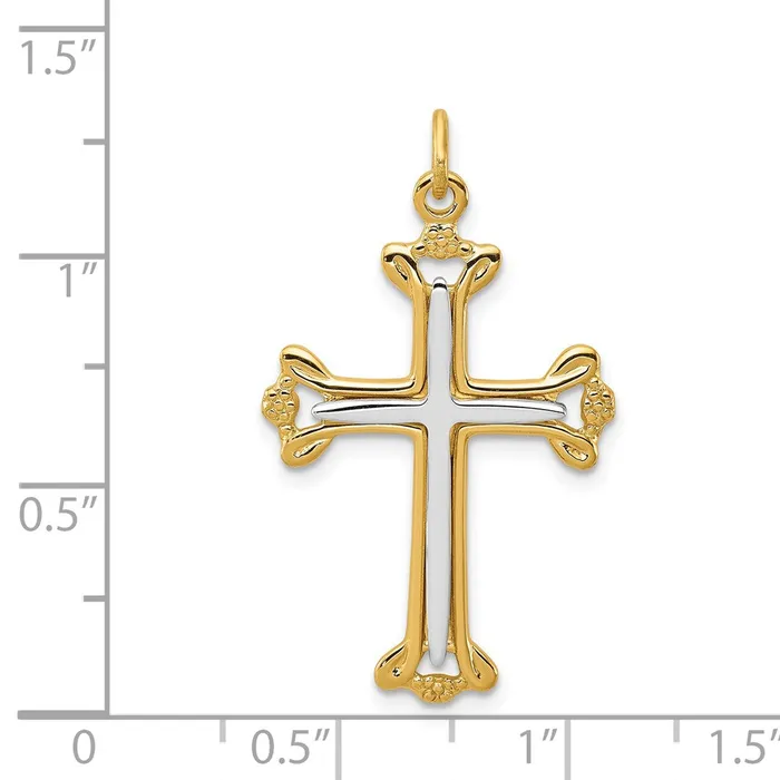 Rings TreasureFineJewelers Sterling Silver Rhodiumplated Goldtone Cross Pendant