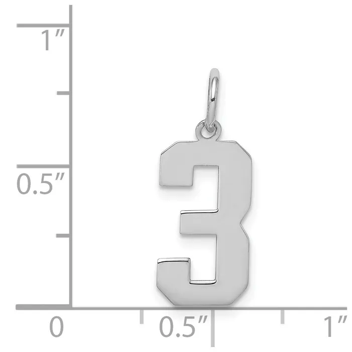 Rings TreasureFineJewelers Sterling SilverRhodiumplated Polished Number 3 Charm
