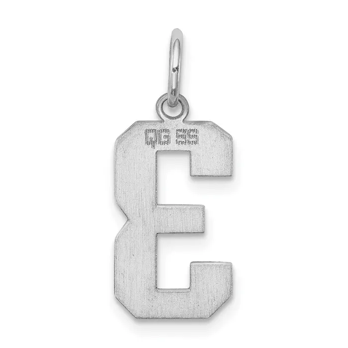Rings TreasureFineJewelers Sterling SilverRhodiumplated Polished Number 3 Charm