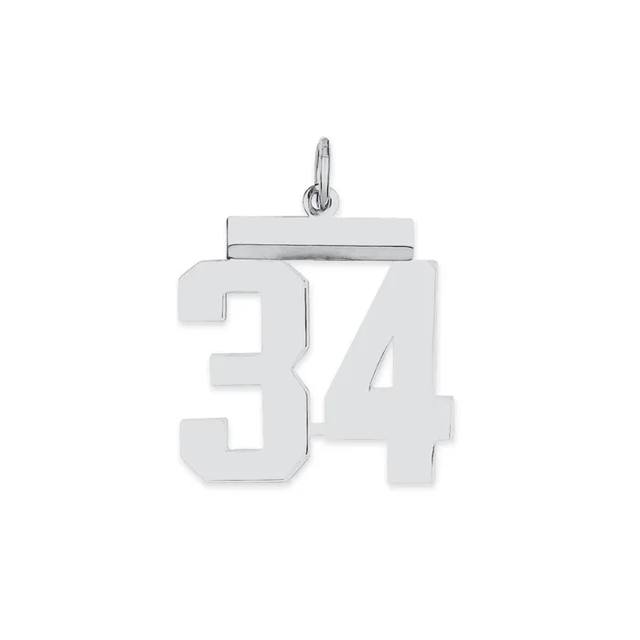 Rings TreasureFineJewelers SterlingSilver Rhodiumplated Polished Number 34 Charm Rings TreasureFineJewelers SterlingSilver Rhodiumplated Polished Number 34 Charm