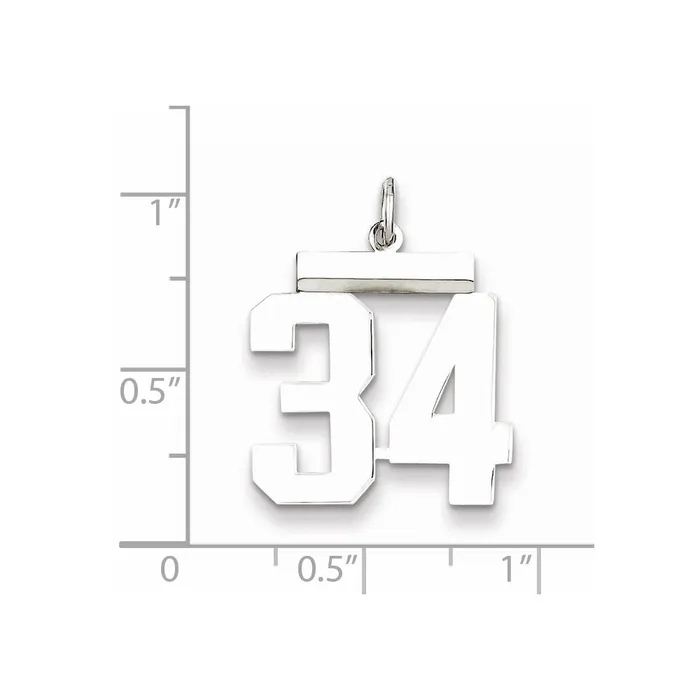 Rings TreasureFineJewelers SterlingSilver Rhodiumplated Polished Number 34 Charm