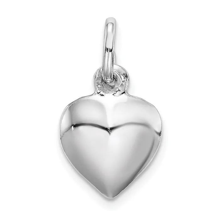 Rings TreasureFineJewelers Sterling Silver Rhodiumplated Puffed Heart Charm Rings TreasureFineJewelers Sterling Silver Rhodiumplated Puffed Heart Charm