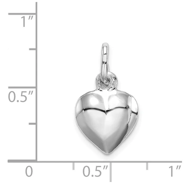 Rings TreasureFineJewelers Sterling Silver Rhodiumplated Puffed Heart Charm