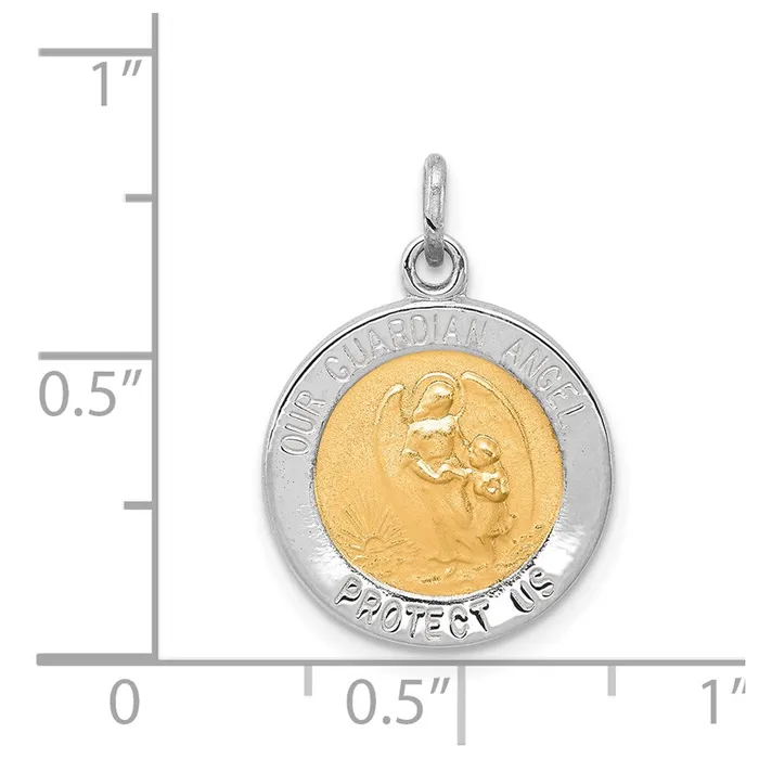 Rings TreasureFineJewelers Sterling Silver Rhodiumplated Vermeil Guardian Angel Medal