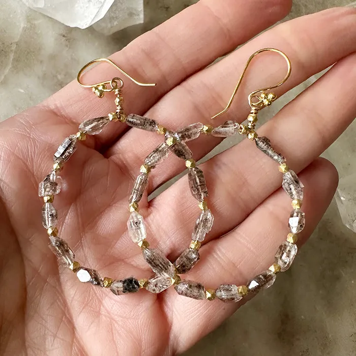 Robindira Unsworth Herkimer Diamond Hoop Earrings Earrings