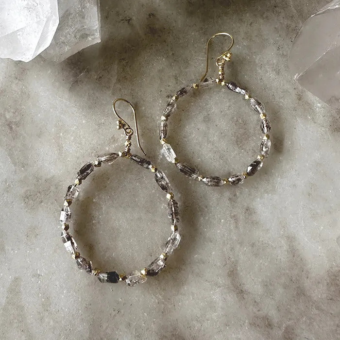 Robindira Unsworth Herkimer Diamond Hoop Earrings Earrings