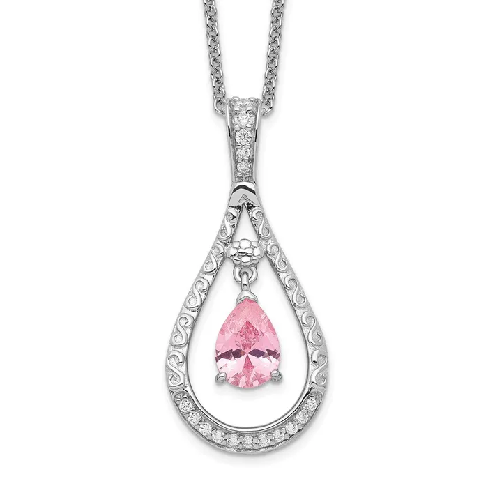 Sentimental Expressions Sterling Silver Rhodiumplated Oct CZ Stone Never Forget Tear 18in Birthstone Necklace TreasureFineJewelers Necklaces Sentimental Expressions Sterling Silver Rhodiumplated Oct CZ Stone Never Forget Tear 18in Birthstone Necklace TreasureFineJewelers Necklaces