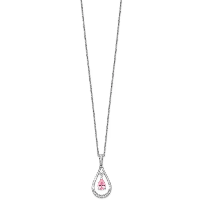 Sentimental Expressions Sterling Silver Rhodiumplated Oct CZ Stone Never Forget Tear 18in Birthstone Necklace TreasureFineJewelers Necklaces