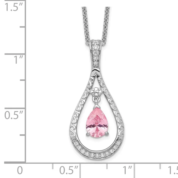 Sentimental Expressions Sterling Silver Rhodiumplated Oct CZ Stone Never Forget Tear 18in Birthstone Necklace TreasureFineJewelers Necklaces