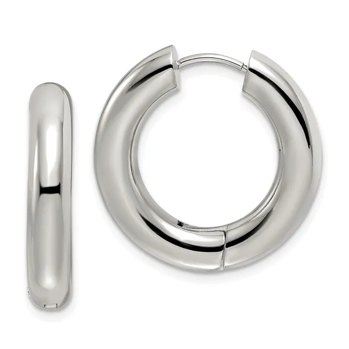 Stainless Steel Polished 5mm Hinged Hoop Earrings TreasureFineJewelers Earrings Stainless Steel Polished 5mm Hinged Hoop Earrings TreasureFineJewelers Earrings