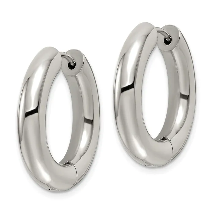 Stainless Steel Polished 5mm Hinged Hoop Earrings TreasureFineJewelers Earrings