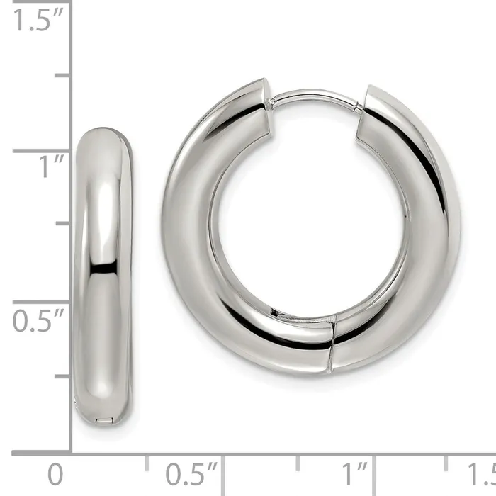 Stainless Steel Polished 5mm Hinged Hoop Earrings TreasureFineJewelers Earrings