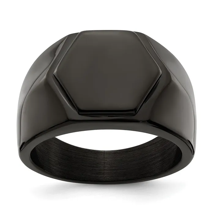 Stainless Steel Polished Black IPplated Signet Ring TreasureFineJewelers Rings Stainless Steel Polished Black IPplated Signet Ring TreasureFineJewelers Rings