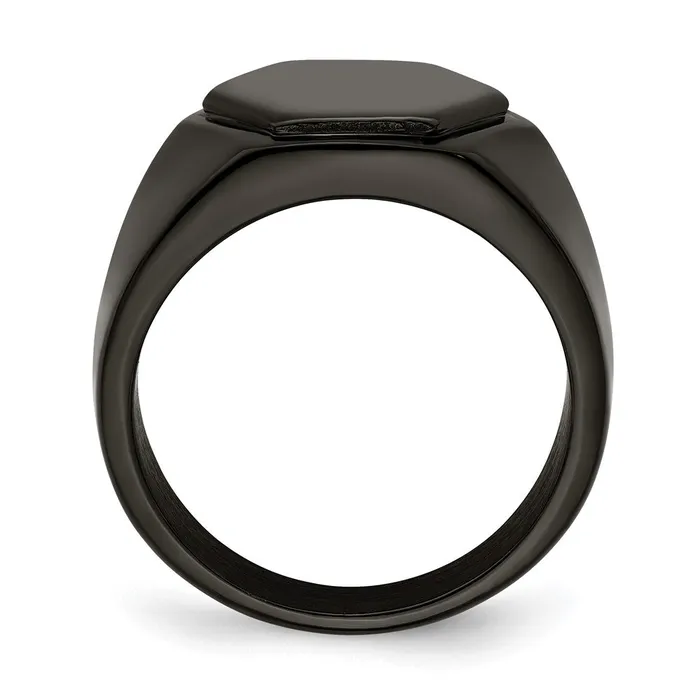 Stainless Steel Polished Black IPplated Signet Ring TreasureFineJewelers Rings