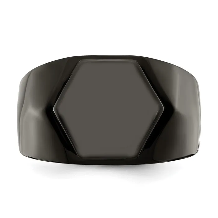 Stainless Steel Polished Black IPplated Signet Ring TreasureFineJewelers Rings