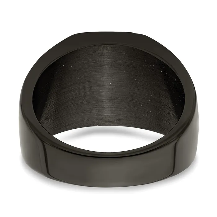 Stainless Steel Polished Black IPplated Signet Ring TreasureFineJewelers Rings