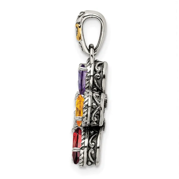Sterling Silver 14k Fivestone and Diamond Mothers Pendant TreasureFineJewelers Necklaces