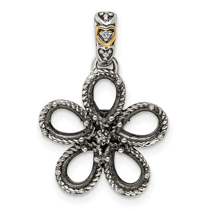 Sterling Silver 14k Fivestone and Diamond Mothers Pendant TreasureFineJewelers Necklaces