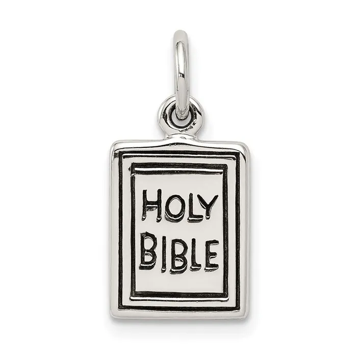 Sterling Silver Antiqued Holy Bible Charm TreasureFineJewelers Rings